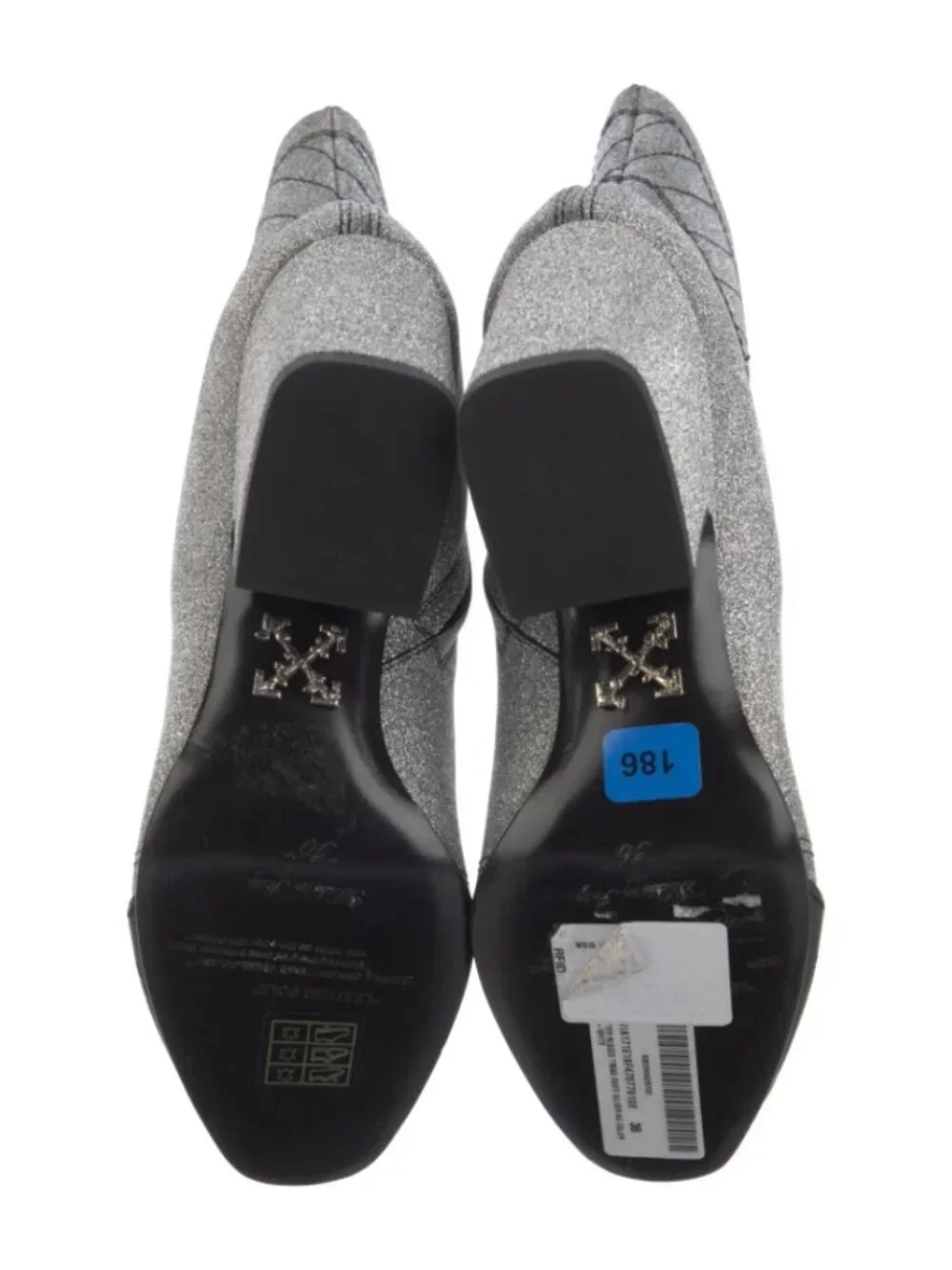 Off-White 2019 Glitter Sock Boots Silver Metallic Size 36 / US 6